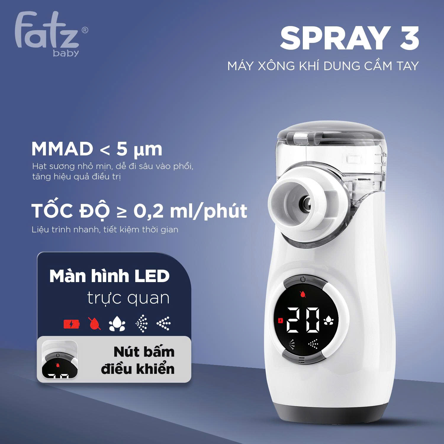 máy xông khí dung cầm tay Fatzbaby Spray 3 (model MY-135B).