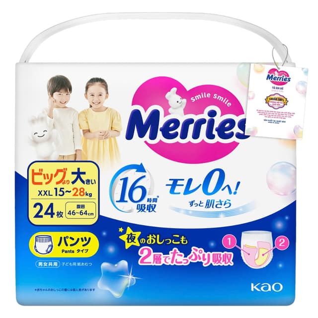Bỉm quần Merries size XXL24 miếng