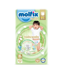 Bỉm quần Molfix Natural Organic sợi tre xl62+8 ultra Jumbo 12-17KG