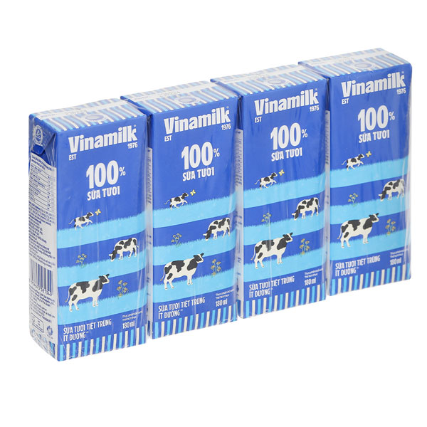 Sữa tươi 100% VNM ít đường 180ml