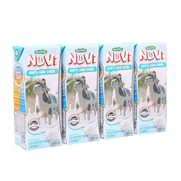 Sữa tươi Nuvi không đường 180ml