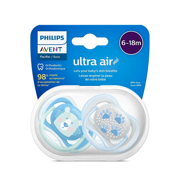 Avent- bộ 2 núm ty ngậm thông khí ultra air nighttime dreams, sao 6-18M